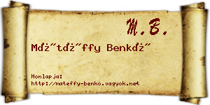 Mátéffy Benkő névjegykártya